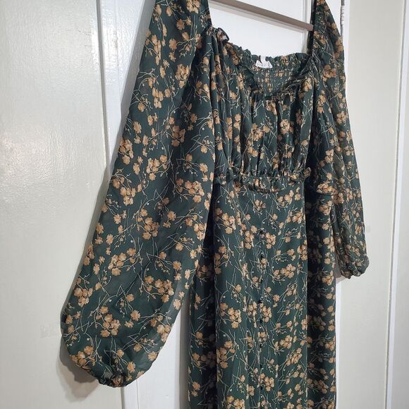 ChicoSoul Floral Maxi Dress With a Square Neckline Long Sleeves Sz 2X SKU#A-133 - Picture 2 of 16